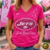 New York Jets 2026 NFL Tackle Breast Cancer V neck T Shirt, NFL Team V Neck Tee New York Jets 2026 Nfl Tackle Breast Cancer V Neck T Shirt