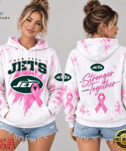 New York Jets NFL Pink Ribbon Stronger Together Breast Cancer Awareness Hoodie, Sports Fans 3D Shirt New York Jets Nfl Pink Ribbon Stronger Together Breast Cancer Awareness Hoodie