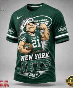 New York Jets NFL Popeye Bold Cartoon Athletes 3D T Shirt, Sports Fans 3D Shirt New York Jets Nfl Popeye Bold Cartoon Athletes 3D T Shirt