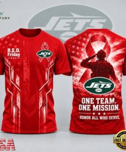 New York Jets NFL RED Friday One Team One Mission Patriotic Soldier Tribute T Shirt, Sports Fans 3D Shirt New York Jets Nfl Red Friday One Team One Mission Patriotic Soldier Tribute T Shirt