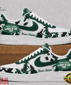 New York Jets NFL Team Camo Air Force 1 Shoes Sneakers, NFL Fan AF1 Shoes New York Jets Nfl Team Camo Air Force 1 Shoes Sneakers