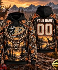 NHL Anaheim Ducks 2026 Personalized Hunting Camo Design Hoodie, NHL Hockey 3D Shirt Nhl Anaheim Ducks 2026 Personalized Hunting Camo Design Hoodie
