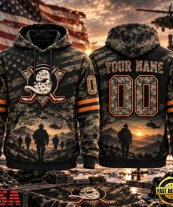 NHL Anaheim Ducks Military Appreciation Design Personalized Hoodie, NHL Hockey 3D Shirt Nhl Anaheim Ducks Military Appreciation Design Personalized Hoodie