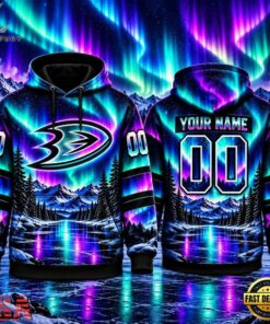 NHL Anaheim Ducks Special Design With Northern Lights 2026 Hoodie Shirt, NHL Hockey 3D Shirt Nhl Anaheim Ducks Special Design With Northern Lights 2026 Hoodie Shirt