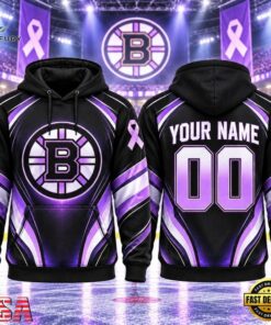 NHL Boston Bruins 2026 Hockey Fights Cancer Personalized Hoodie Shirt, NHL Hockey 3D Shirt Nhl Boston Bruins 2026 Hockey Fights Cancer Personalized Hoodie Shirt
