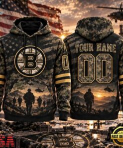 NHL Boston Bruins Military Appreciation Design Personalized Hoodie, NHL Hockey 3D Shirt Nhl Boston Bruins Military Appreciation Design Personalized Hoodie