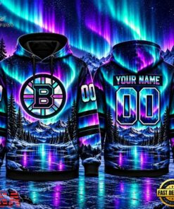 NHL Boston Bruins Special Design With Northern Lights 2026 Hoodie Shirt, NHL Hockey 3D Shirt Nhl Boston Bruins Special Design With Northern Lights 2026 Hoodie Shirt