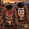 NHL Calgary Flames 2026 Personalized Hunting Camo Design Hoodie, NHL Hockey 3D Shirt Nhl Calgary Flames 2026 Personalized Hunting Camo Design Hoodie
