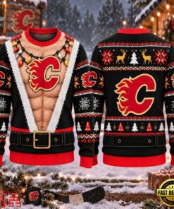 NHL Calgary Flames Funny Body Christmas Ugly Sweater, NHL Hockey 3D Shirt Nhl Calgary Flames Funny Body Christmas Ugly Sweater