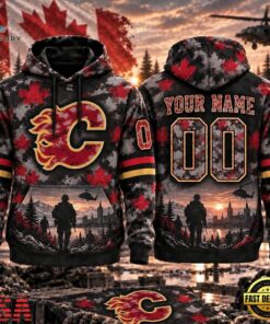 NHL Calgary Flames Military Appreciation Design Personalized Hoodie, NHL Hockey 3D Shirt Nhl Calgary Flames Military Appreciation Design Personalized Hoodie