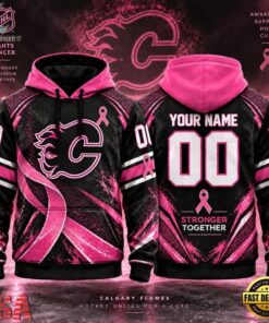 NHL Calgary Flames Pink Fights Breast Cancer 2026 Personalized Hoodie Shirt, NHL Hockey 3D Shirt Nhl Calgary Flames Pink Fights Breast Cancer 2026 Personalized Hoodie Shirt