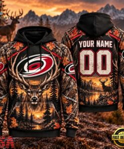 NHL Carolina Hurricanes 2026 Personalized Hunting Camo Design Hoodie, NHL Hockey 3D Shirt Nhl Carolina Hurricanes 2026 Personalized Hunting Camo Design Hoodie