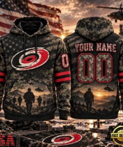 NHL Carolina Hurricanes Military Appreciation Design Personalized Hoodie, NHL Hockey 3D Shirt Nhl Carolina Hurricanes Military Appreciation Design Personalized Hoodie