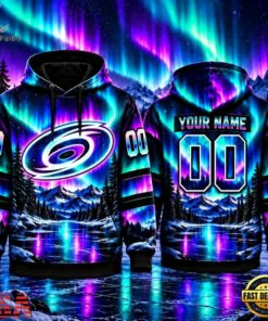 NHL Carolina Hurricanes Special Design With Northern Lights 2026 Hoodie Shirt, NHL Hockey 3D Shirt Nhl Carolina Hurricanes Special Design With Northern Lights 2026 Hoodie Shirt