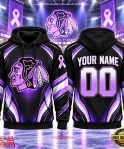 NHL Chicago Blackhawks 2026 Hockey Fights Cancer Personalized Hoodie Shirt, NHL Hockey 3D Shirt Nhl Chicago Blackhawks 2026 Hockey Fights Cancer Personalized Hoodie Shirt