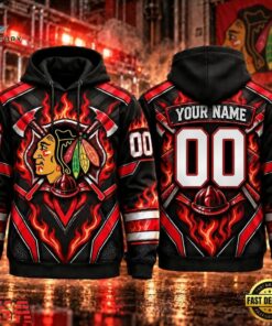 NHL Chicago Blackhawks 2026 Honoring Firefighters Personalized Hoodie Shirt, NHL Hockey 3D Shirt Nhl Chicago Blackhawks 2026 Honoring Firefighters Personalized Hoodie Shirt