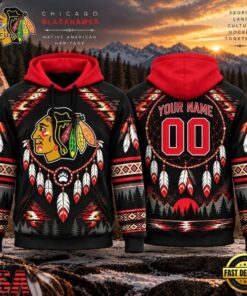 NHL Chicago Blackhawks 2026 Native American Heritage Design Hoodie Shirt, NHL Hockey 3D Shirt Nhl Chicago Blackhawks 2026 Native American Heritage Design Hoodie Shirt