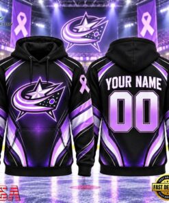 NHL Columbus Blue Jackets 2026 Hockey Fights Cancer Personalized Hoodie Shirt, NHL Hockey 3D Shirt Nhl Columbus Blue Jackets 2026 Hockey Fights Cancer Personalized Hoodie Shirt