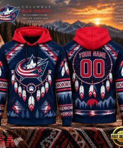 NHL Columbus Blue Jackets 2026 Native American Heritage Design Hoodie Shirt, NHL Hockey 3D Shirt Nhl Columbus Blue Jackets 2026 Native American Heritage Design Hoodie Shirt