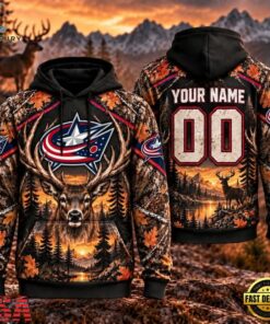 NHL Columbus Blue Jackets 2026 Personalized Hunting Camo Design Hoodie, NHL Hockey 3D Shirt Nhl Columbus Blue Jackets 2026 Personalized Hunting Camo Design Hoodie