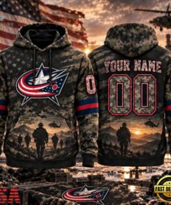 NHL Columbus Blue Jackets Military Appreciation Design Personalized Hoodie, NHL Hockey 3D Shirt Nhl Columbus Blue Jackets Military Appreciation Design Personalized Hoodie