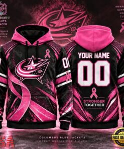 NHL Columbus Blue Jackets Pink Fights Breast Cancer 2026 Personalized Hoodie Shirt, NHL Hockey 3D Shirt Nhl Columbus Blue Jackets Pink Fights Breast Cancer 2026 Personalized Hoodie Shirt