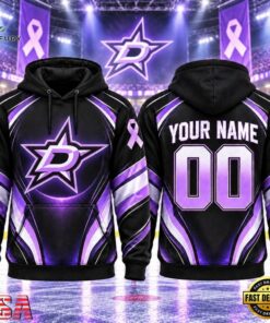 NHL Dallas Stars 2026 Hockey Fights Cancer Personalized Hoodie Shirt, NHL Hockey 3D Shirt Nhl Dallas Stars 2026 Hockey Fights Cancer Personalized Hoodie Shirt