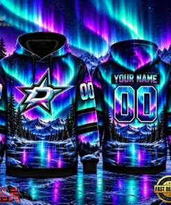 NHL Dallas Stars Special Design With Northern Lights 2026 Hoodie Shirt, NHL Hockey 3D Shirt Nhl Dallas Stars Special Design With Northern Lights 2026 Hoodie Shirt