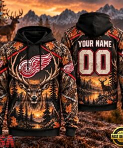NHL Detroit Red Wings 2026 Personalized Hunting Camo Design Hoodie, NHL Hockey 3D Shirt Nhl Detroit Red Wings 2026 Personalized Hunting Camo Design Hoodie