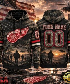 NHL Detroit Red Wings Military Appreciation Design Personalized Hoodie, NHL Hockey 3D Shirt Nhl Detroit Red Wings Military Appreciation Design Personalized Hoodie