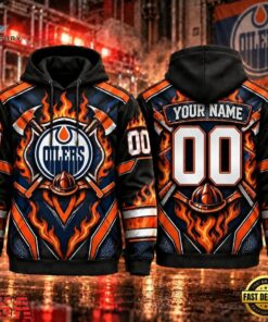 NHL Edmonton Oilers 2026 Honoring Firefighters Personalized Hoodie Shirt, NHL Hockey 3D Shirt Nhl Edmonton Oilers 2026 Honoring Firefighters Personalized Hoodie Shirt