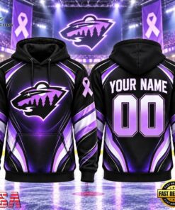 NHL Minnesota Wild 2026 Hockey Fights Cancer Personalized Hoodie Shirt, NHL Hockey 3D Shirt Nhl Minnesota Wild 2026 Hockey Fights Cancer Personalized Hoodie Shirt