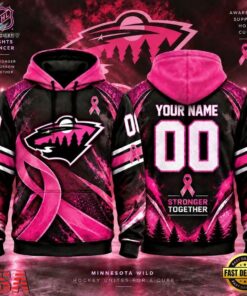 NHL Minnesota Wild Pink Fights Breast Cancer 2026 Personalized Hoodie Shirt, NHL Hockey 3D Shirt Nhl Minnesota Wild Pink Fights Breast Cancer 2026 Personalized Hoodie Shirt