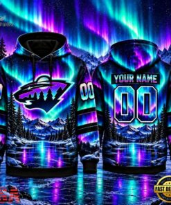 NHL Minnesota Wild Special Design With Northern Lights 2026 Hoodie Shirt, NHL Hockey 3D Shirt Nhl Minnesota Wild Special Design With Northern Lights 2026 Hoodie Shirt