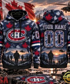 NHL Montreal Canadiens Military Appreciation Design Personalized Hoodie, NHL Hockey 3D Shirt Nhl Montreal Canadiens Military Appreciation Design Personalized Hoodie