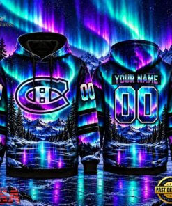 NHL Montreal Canadiens Special Design With Northern Lights 2026 Hoodie Shirt, NHL Hockey 3D Shirt Nhl Montreal Canadiens Special Design With Northern Lights 2026 Hoodie Shirt