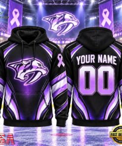 NHL Nashville Predators 2026 Hockey Fights Cancer Personalized Hoodie Shirt, NHL Hockey 3D Shirt Nhl Nashville Predators 2026 Hockey Fights Cancer Personalized Hoodie Shirt