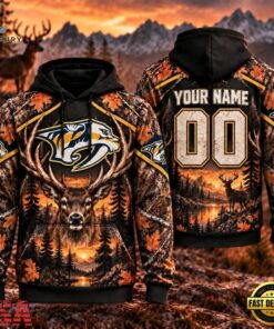 NHL Nashville Predators 2026 Personalized Hunting Camo Design Hoodie, NHL Hockey 3D Shirt Nhl Nashville Predators 2026 Personalized Hunting Camo Design Hoodie