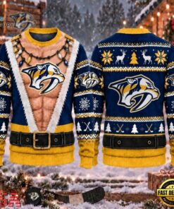 NHL Nashville Predators Funny Body Christmas Ugly Sweater, NHL Hockey 3D Shirt Nhl Nashville Predators Funny Body Christmas Ugly Sweater