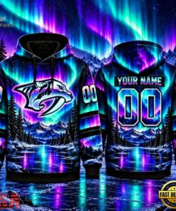 NHL Nashville Predators Special Design With Northern Lights 2026 Hoodie Shirt, NHL Hockey 3D Shirt Nhl Nashville Predators Special Design With Northern Lights 2026 Hoodie Shirt