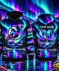 NHL New Jersey Devils Special Design With Northern Lights 2026 Hoodie Shirt, NHL Hockey 3D Shirt Nhl New Jersey Devils Special Design With Northern Lights 2026 Hoodie Shirt