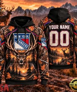NHL New York Rangers 2026 Personalized Hunting Camo Design Hoodie, NHL Hockey 3D Shirt Nhl New York Rangers 2026 Personalized Hunting Camo Design Hoodie