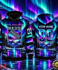 NHL New York Rangers Special Design With Northern Lights 2026 Hoodie Shirt, NHL Hockey 3D Shirt Nhl New York Rangers Special Design With Northern Lights 2026 Hoodie Shirt