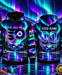 NHL Philadelphia Flyers Special Design With Northern Lights 2026 Hoodie Shirt, NHL Hockey 3D Shirt Nhl Philadelphia Flyers Special Design With Northern Lights 2026 Hoodie Shirt