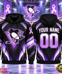 NHL Pittsburgh Penguins 2026 Hockey Fights Cancer Personalized Hoodie Shirt, NHL Hockey 3D Shirt Nhl Pittsburgh Penguins 2026 Hockey Fights Cancer Personalized Hoodie Shirt