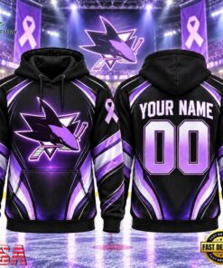 NHL San Jose Sharks 2026 Hockey Fights Cancer Personalized Hoodie Shirt, NHL Hockey 3D Shirt Nhl San Jose Sharks 2026 Hockey Fights Cancer Personalized Hoodie Shirt