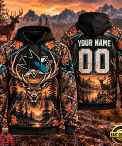 NHL San Jose Sharks 2026 Personalized Hunting Camo Design Hoodie, NHL Hockey 3D Shirt Nhl San Jose Sharks 2026 Personalized Hunting Camo Design Hoodie