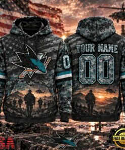 NHL San Jose Sharks Military Appreciation Design Personalized Hoodie, NHL Hockey 3D Shirt Nhl San Jose Sharks Military Appreciation Design Personalized Hoodie