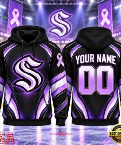 NHL Seattle Kraken 2026 Hockey Fights Cancer Personalized Hoodie Shirt, NHL Hockey 3D Shirt Nhl Seattle Kraken 2026 Hockey Fights Cancer Personalized Hoodie Shirt