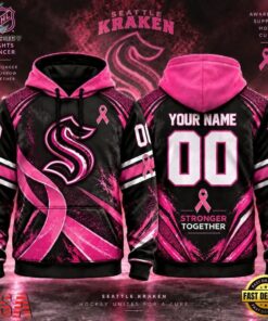 NHL Seattle Kraken Pink Fights Breast Cancer 2026 Personalized Hoodie Shirt, NHL Hockey 3D Shirt Nhl Seattle Kraken Pink Fights Breast Cancer 2026 Personalized Hoodie Shirt